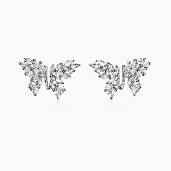 Elegant Silver Butterfly Earrings - Picture 3 of 5